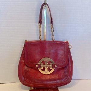 Tory Burch Logo Charm Leather Crossbody Purse